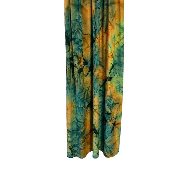 Vtg Y2K Banana Split Tie Dye Maxi Dress Sleeveless V-Neck Multicolor Womens M - Picture 3 of 7